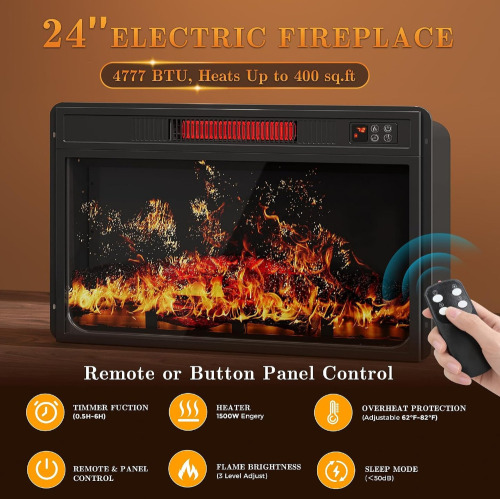 Jocoevol 24" Electric Fireplace Insert New In Box $399