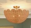 Dovecove 2-Light Rattan Shell-Shape Semi-Flush Mount New In Box $299