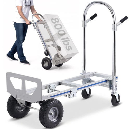 VEVOR Aluminum Hand Truck, 2 in 1, 800 lbs Load Capacity, Heavy Duty Industrial Convertible Folding Hand Truck and Dolly, Utility Cart Converts from Hand Truck to Platform Cart with Rubber Wheels New Open Box $299