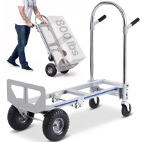 VEVOR Aluminum Hand Truck, 2 in 1, 800 lbs Load Capacity, Heavy Duty Industrial Convertible Folding Hand Truck and Dolly, Utility Cart Converts from Hand Truck to Platform Cart with Rubber Wheels New Open Box $299