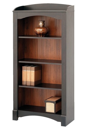 Realspace&reg; Shore Mini Solutions 4-Shelf Bookcase, Antique Black with Cherry Finish New In Box $399