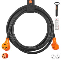 VEVOR 50 ft RV Extension Cord, 30 Amp, Heavy Duty STW RV Power Cord, NEMA TT-30R Female NEMA TT-30P Male Plug, with LED Indicator Handle 15A Adapter, for RVs, trams, generators, campers, ETL Listed New In Box $199
