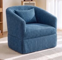 Brayden Studio 360 degree Swivel upholstered armchair with accent pillow in Blue New in Box $799