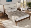 Ebern Designs Ardin Solid Wood Bed Frame With Cream Boucle Upholstered Headboard Queen New in Box $1399