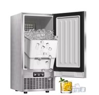 Quyndor 19.5 in. 80 lbs. Outdoor Freestanding Commercial Full Size Cube Ice Maker Ice Machine in Stainless Steel with 22 lb. Bin New Floor Model $799
