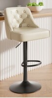 Homyka 360-Degree Rotatable Faux Leather Bar Stool With Button Stitching in Beige New in Box $399