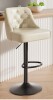 Homyka 360-Degree Rotatable Faux Leather Bar Stool With Button Stitching in Beige New in Box $399