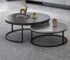 Luck Live Banvra 2-piece Round Nesting Tables Modern Wood Gray & Black Round Nesting Coffee Table New in Box $499