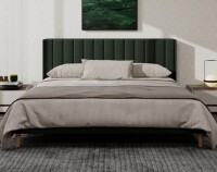 George Oliver Upholstered Platform Bed Frame With Wingback in Black King Size New in Box $599