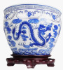 Bungalow Ros Blue and White Porcelain Fishbowl with Dragon Design With Stand (2 Boxes) New in Box $499