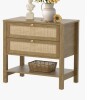 Breakwater bay Pomodoro Rattan Nightstand With 2-Drawer And 1 Open Shelf New Shelf Pull $399