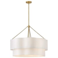 Hinkley Gwen 32" Wide Lacquered Brass 2-Tier Drum Chandelier New in Box $999