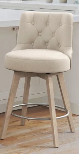 Lark Manor Arleine Swivel 26.7'' Upholstered Counter Stool in Linen New in Box $399