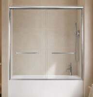 Nuevozen Cascada 56-60" W x 57" H Double Sliding Bathtub Shower Door with 1/4" 6mm Tempered Glass, Chrome NV4923L39 New in Box $499