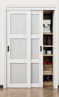 Win Stellar 80"H 3-Lite Frosted Tempered Glass Sliding Closet Door with Hardware Kit & Handles New in Box $499