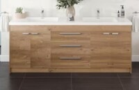 Eviva Lugano 84 in. Double Sink Natural Oak Bath Vanity with White Acrylic Top (Assembled) New In Box $1499
