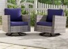 JOYESERY Patio Conversation Set Gray Wicker Outdoor Rocking Lounge Chair Swiveling Set with Thick Cushion, Navy Blue New Open Box $599