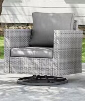 JOYESERY Patio Furniture Conversation Gray Wicker Outdoor Rocking Chair Swiveling with Thick Cushion, Gray New In Box $599