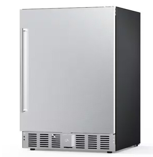 Cowsar 23.43 in. 5.0 cu. ft. 180-Can Built-In/Freestanding Mini-Refrigerator in Stainless Steel Silver for Kitchen Office Bar New $799