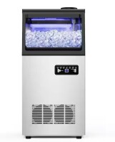 Gilati 13.78 in. 150 lbs./24H Half Size Cubes Commercial Freestanding Ice Maker with 25 lbs. Storage Bin in Stainless Steel $799
