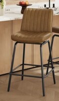 George Oliver Modern Swivel Upholstered Bar Stool with PU Leather Seat and Metal Frame, Armless Counter Height Stool with Footrest in Brown New in Box $399