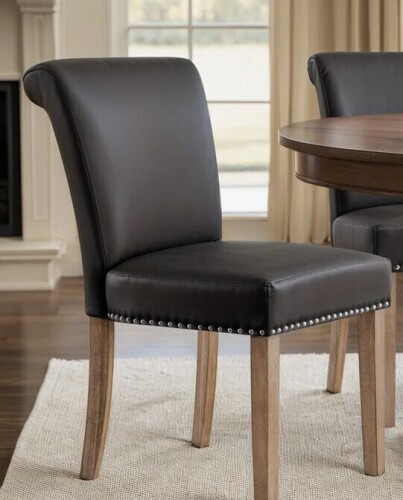 Lark Manor Momordique Nailed Trim Faux Leather Waterproof Upholstered Parsons Dining Chair New in Box $399