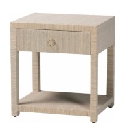bali & pari - Nata Bohemian Woven Natural Grasscloth 1-Drawer Nightstand - Natural/Gold New in Box $499