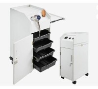 VEVOR Salon SPA Beauty Hairdressing Cart White Storage Trolley with 4 Drawers Rolling Wheels Lockable 2 Keys with Hairdryer Holder Space-Saving Side Tray New in Box $299