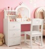 Garvee Qeetex Kids Vanity Desk with Mirror and Lights in White $399