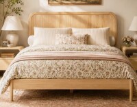 Latitude Run Brody Solid Wood Bed Frame King Natural New in Box $1299