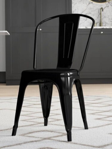 Williston Forge Lily Metal Stackable Side Chair in Black New in Box $299