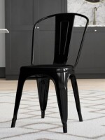 Williston Forge Lily Metal Stackable Side Chair in Black New in Box $299