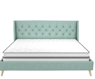 Novogratz Her Majesty Tufted Upholstered Bed Frame, King, Light Green Linen (2 Boxes) New In Box $599