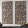 Madison Park 2pc Botanical Carved Wall Decor Panel Set Bronze - MDF Antique Finish, Vertical Orientation New In Box $199