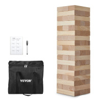 VEVOR Tumbling Timber Toy, 54 Blocks Large Tumble Tower Blocks Game, Pine Wood Tumbling Tower Game with Carry Bag and Scoreboard, Wooden Stacking Game, Tumble Tower Family Games for Indoor/Outdoor New In Box $89