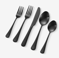 VEVOR 30-Piece Black Silverware Set, Food-Grade Stainless Steel Flatware Utensils for 6, Mirror Finished Cutlery Set, Dishwasher Safe Eating Tableware for Kitchen Home, Include Knife Fork Spoon New In Box $79