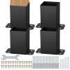 VEVOR 4x4 Post Base 4 Pcs, Inner Size 3.6"x3.6" Post Base Brackets, Heavy Duty Powder-Coated Post Anchor Matte Black Wood Post Brackets for Pavilion Deck Railing Support Deck Base Plate New In Box $89