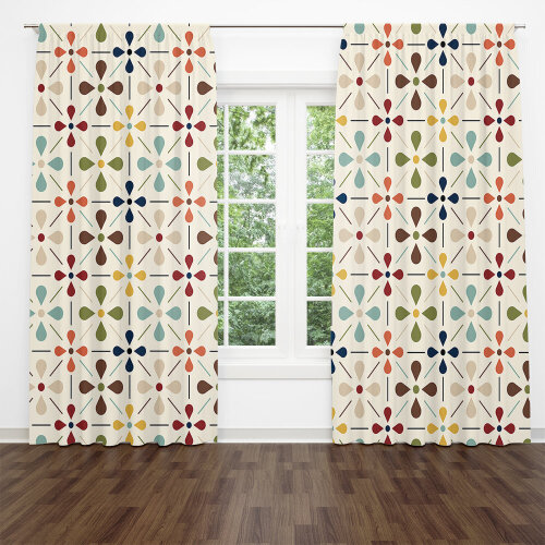 Folk N Funky Semi Sheer Curtain Pair (Pair) 52" x 78" New $99