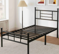 Ebern Designs Carrold 42" Platform twin bed frame with headboard, Heavy Duty metal bed frame Structure, No Box Spring Needed, No Squeak, Single Beds for Kids, Teens, Students, Compact Space-Saving Design New In Box $299