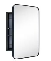 TEHOME Garnes 16.5 in. W x 24 in. H Rectangular Recessed or Surface Mount Metal Framed Medicine Cabinet with Mirror in Black New In Box $299