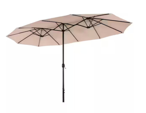 PHI VILLA 13 ft. Market No Weights Patio Umbrella 2-Side in Beige New In Box $299