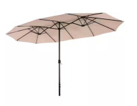 PHI VILLA 13 ft. Market No Weights Patio Umbrella 2-Side in Beige New In Box $299