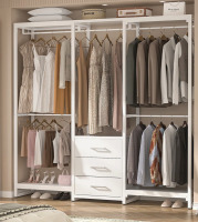 Rebrilliant 39.5'' - 65.5" W Closet System with Drawers and Hanging Rods $399