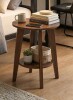 DURISEN Small Round Side Table - 17.7" Cute End Table with 2-Tier Storage - Waterproof Low Nightstand for Kids Room, Nursery, Small Spaces, Plant Stand & Bean Bag (Walnut) New In Box $199