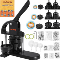 VEVOR Button Maker, 1x1.25x2.28 inch (25/32/58mm) 3-IN-1 Pin Maker, with 300pcs Button Parts, Button Maker Machine with Panda Magic Book, Ergonomic Arc Handle Punch Press Kit, For Children DIY Gifts New In Box $199