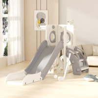 67i 7 in 1 Toddler Slide For Baby Age 1-3 Indoor Outdoor Playset With Toy Golf Basketball, Gray & White New In Box $299