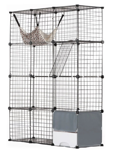 VEVOR Large 4-tier Cat Cage, 41 x 14 x 55", Detachable Metal Wire Cat Enclosure, with Litter Box Hammock Ramp ladders, Indoor & Outdoor Crate Exercise Place Ideal for Kitty, Small Animals, Black New In Box $199
