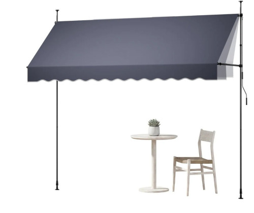 VEVOR Manual Retractable Awning, 138" Outdoor Retractable Patio Awning Sunshade Shelter, Height Adjustable Patio Door Window Canopy with Manual Crank Handle for Backyard, Garden, Balcony, Dark Gray New In Box $299
