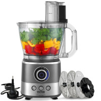 VEVOR Food Processor, 14-Cup Vegetable Chopper for Chopping, Mixing, Slicing, Puree, and Kneading Dough, 650 Watt Stainless Steel Blade Professional Electric Food Chopper, Easy Assembly & Clean, Gray New In Box $199