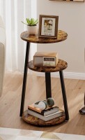 17 Stories Vernestine Round End Table Side Table with 3-Tier Shelves New In Box $199
